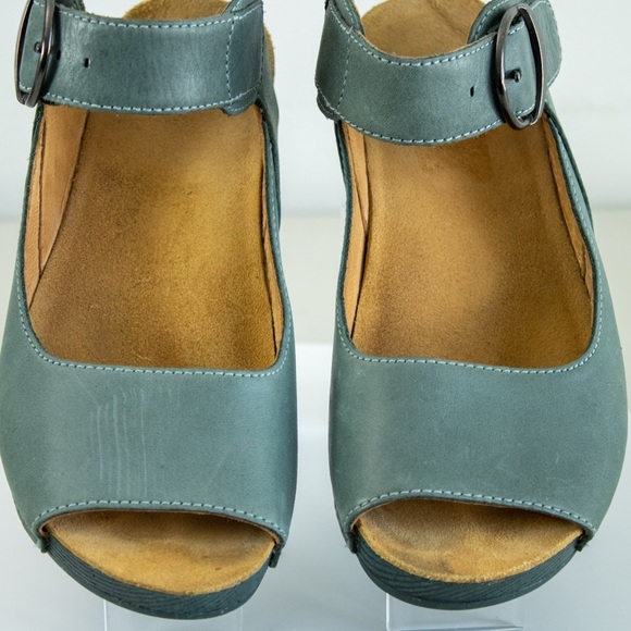 Dansko Tiana Teal Burnished Calf Leather Sandals Wedge Heel Women’s Shoes EU 36 - Picture 4 of 11